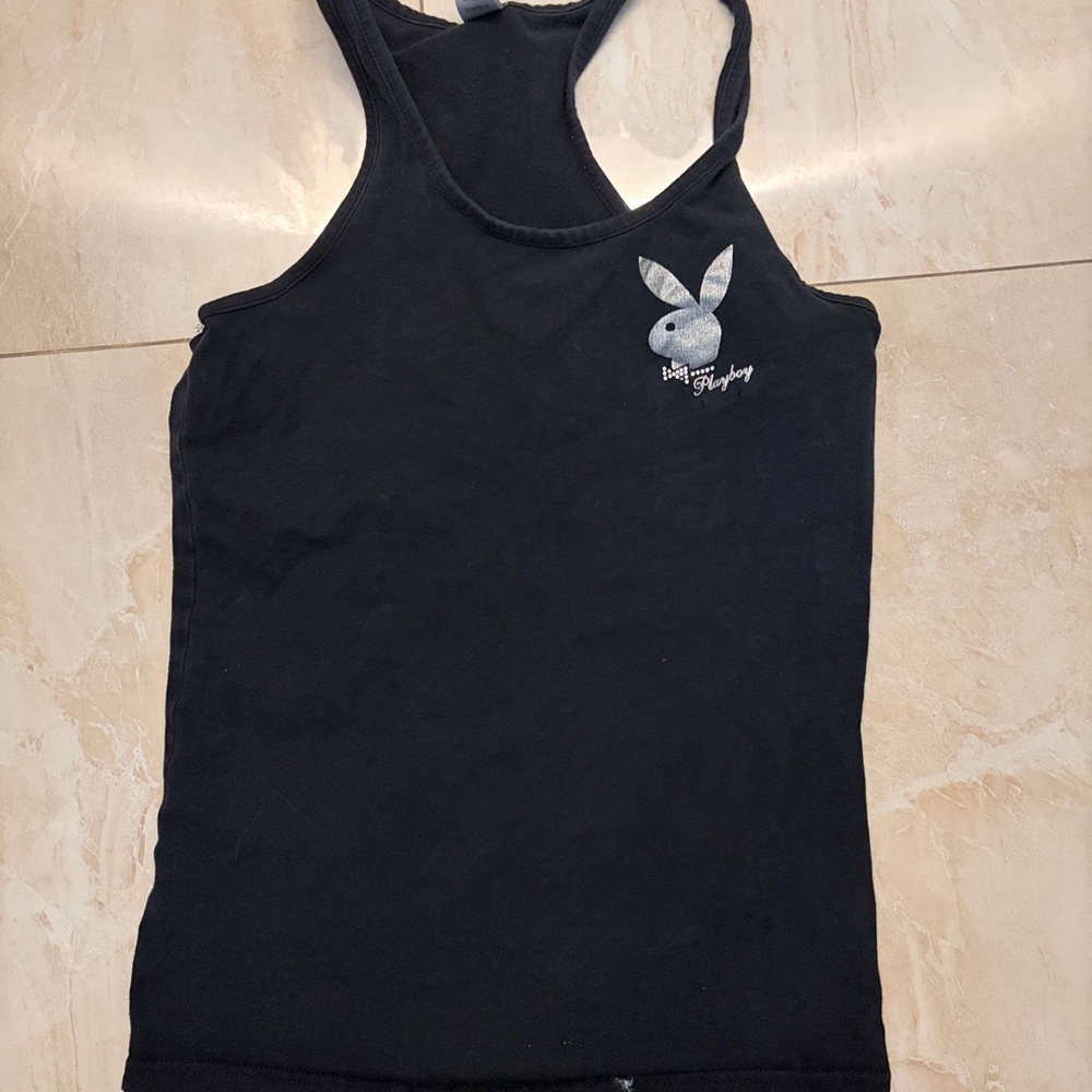 PLAYBOY Black Tank with Silver Logo